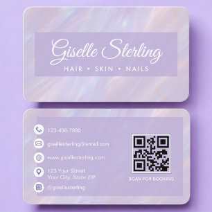 Paarse Iridescente QR Code Professioneel Visitekaartje