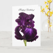 Paarse iris aangepaste gelukkige verjaardag groet kaart (Gele Bloem)