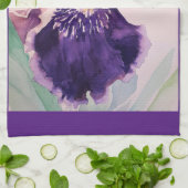 Paarse iris aquarel lavendel bloembloem te theedoek (Gevouwen)
