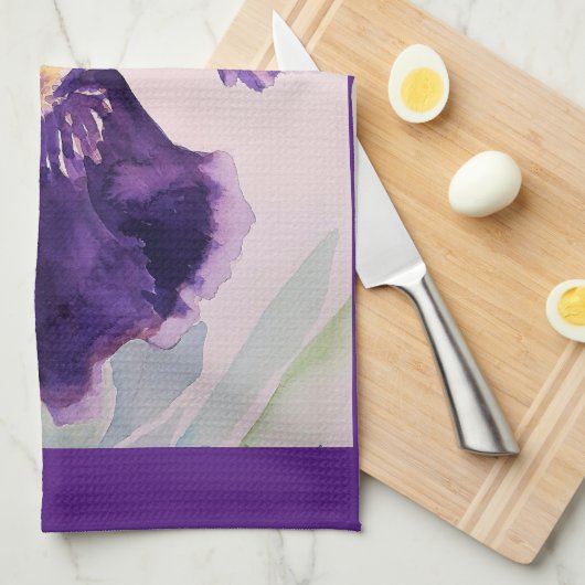 Paarse iris aquarel lavendel bloembloem te theedoek (Quarter Fold)