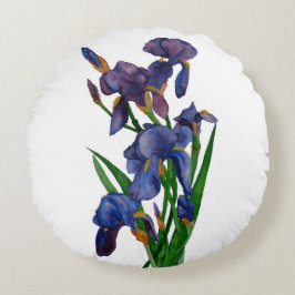 paarse iris aquarel rond kussen