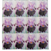 Paarse Iris Aquarel Schildering Douchegordijn (Voorkant)