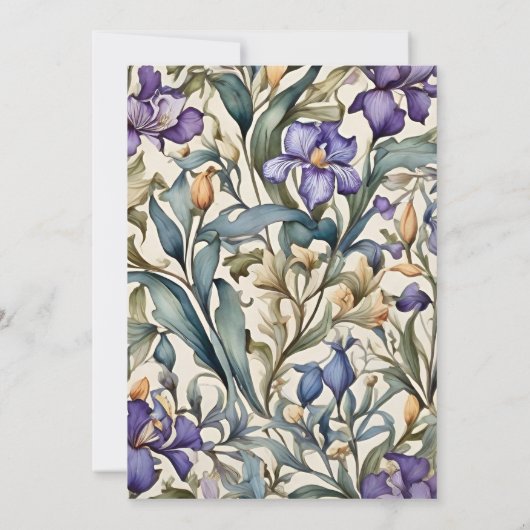 Paarse iris art nouveau bruiloft kaart (Achterkant)