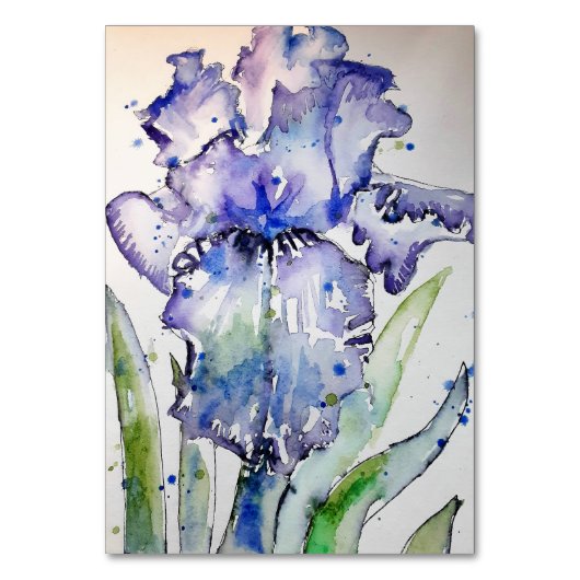 Paarse Iris Art Waterverf Birthday Kaart (Voorkant)