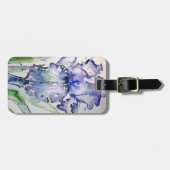 Paarse Iris Art Waterverf Birthday Navy Blue Bagagelabel (Voorkant horizontaal)