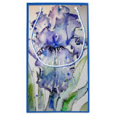 Paarse Iris Art Waterverf Birthday Navy Blue Klein Cadeauzakje (Achterkant)