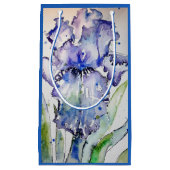 Paarse Iris Art Waterverf Birthday Navy Blue Klein Cadeauzakje (Voorkant)