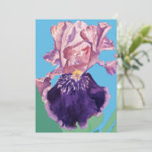 Paarse Iris Art Waterverf Birthday Uitnodiging (Staand voorkant)