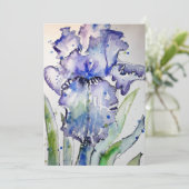 Paarse Iris Art Waterverf Birthday Uitnodiging (Staand voorkant)