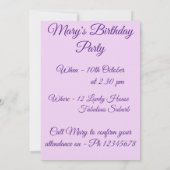 Paarse Iris Art Waterverf Birthday Uitnodiging (Achterkant)