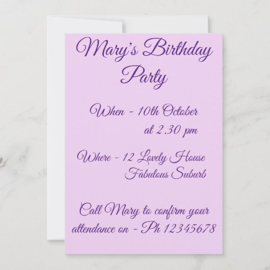 Paarse Iris Art Waterverf Birthday Uitnodiging (Achterkant)