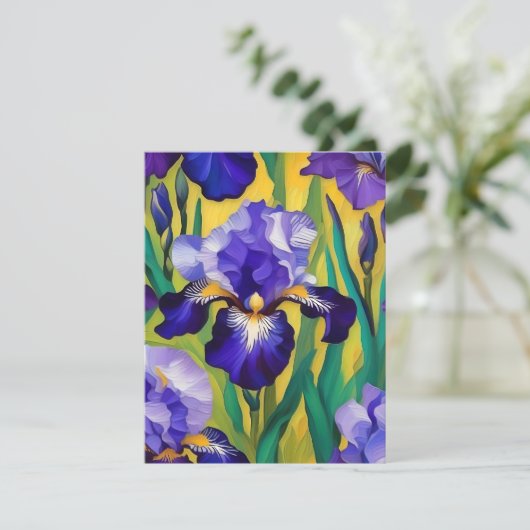 Paarse Iris B Feestdagenkaart (Staand voorkant)