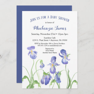Paarse Iris Baby shower Invitation Spring Floral Kaart