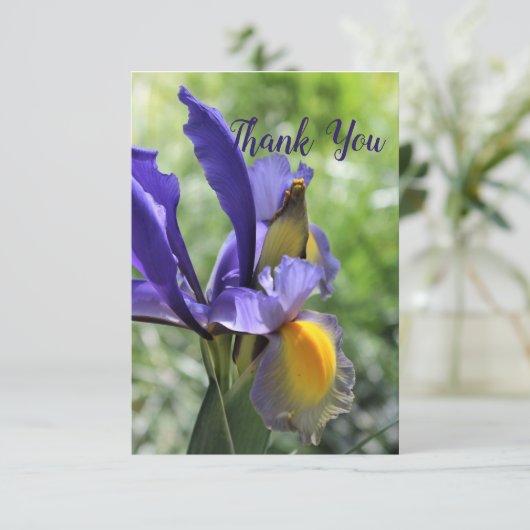 Paarse Iris Bedankkaart (Staand voorkant)