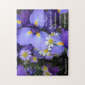 Paarse Iris, Bijbelse Verse over Hoop, Romeinen 12 Legpuzzel (Verticaal)