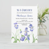 Paarse Iris Birthday Invitation Floral Brunch Kaart (Staand voorkant)
