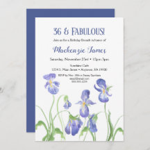 Paarse Iris Birthday Invitation Floral Brunch
