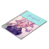 Paarse Iris Bloedflorale Waterverf Notitieboek (Linkerzijde)