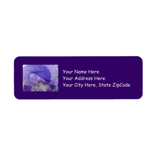 Paarse Iris Bloem Adres Labelstickers Irissen Etiket (Voorkant)