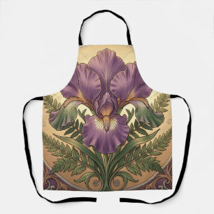 Paarse Iris Bloem Art Nouveau Sierlijke Lijst Schort