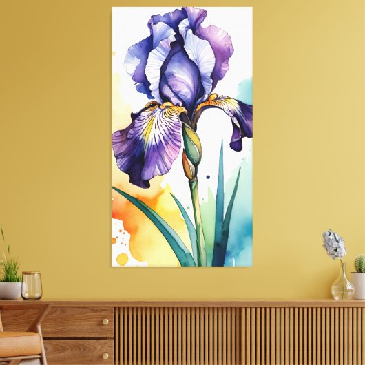 Paarse iris bloem bloei canvas afdruk (Insitu (Woonkamer))