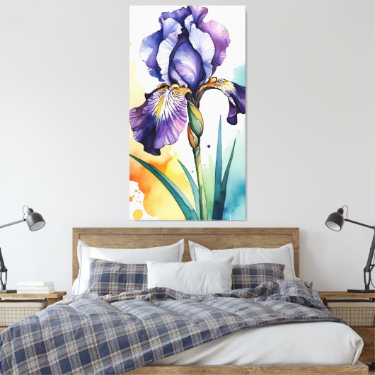 Paarse iris bloem bloei canvas afdruk (Insitu (Slaapkamer))