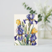 Paarse iris bloem bloei feestdagenkaart (Staand voorkant)