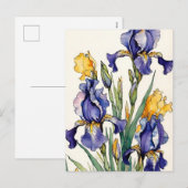 Paarse iris bloem bloei feestdagenkaart (Voorkant / Achterkant)