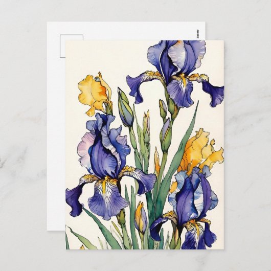 Paarse iris bloem bloei feestdagenkaart (Voorkant / Achterkant)