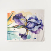 Paarse iris bloem bloei wandkleed (Voorkant (horizontaal))