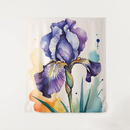 Paarse iris bloem bloei wandkleed (Voorkant)