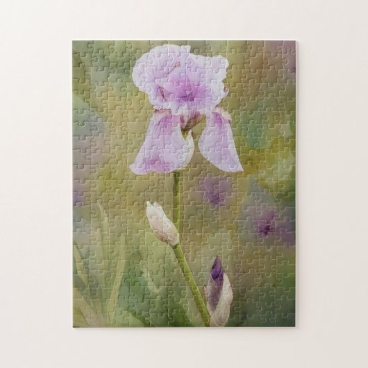 Paarse Iris Bloem Bloemenschildering Puzzel (Verticaal)