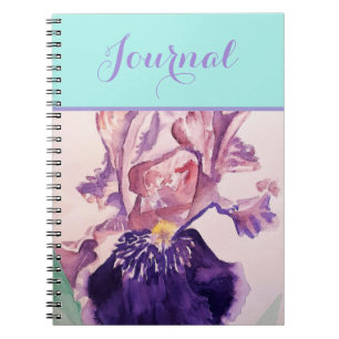 Paarse Iris Bloem bloemige Watercolor Notitieboek