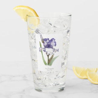 Paarse iris bloem botanische kunst glas