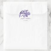 Paarse iris bloem bruiloft ronde sticker (Tas)