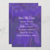 Paarse iris bloem bruiloft save the date (Voorkant / Achterkant)