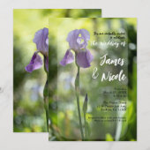 Paarse Iris Bloem Groene Lente Bruiloft Kaart (Voorkant / Achterkant)