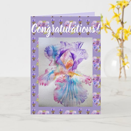 Paarse Iris bloem Kaart (Gele Bloem)