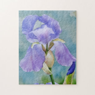 Paarse iris bloem kunst tuin puzzel legpuzzel