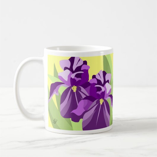 Paarse Iris Bloem Ontwerp Koffiemok (Links)