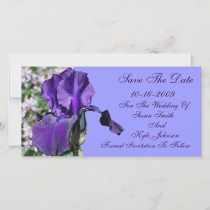 Paarse Iris Bloem Trouwen Datum Besparen Save The Date