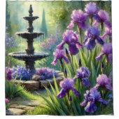 Paarse Iris Bloem Tuin Douchegordijn (Voorkant)