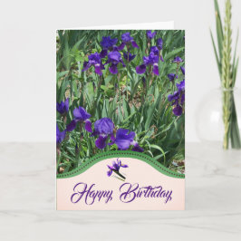 Paarse Iris Bloem Tuin Verjaardagskaart Kaart