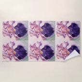 Paarse Iris bloem Waterverf Kloeihanddoek Strandlaken (Voorkant)