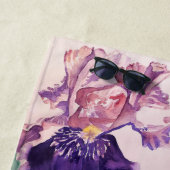 Paarse Iris bloem Waterverf Kloeihanddoek Strandlaken (In situ)