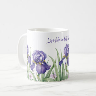 Paarse Iris Bloem Waterverf met Aangepast Bericht Koffiemok