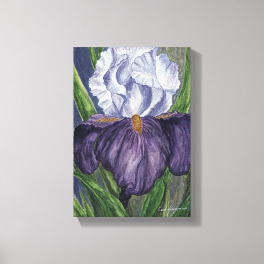 Paarse Iris Bloem Waterverf Schilderen op Canvas (Voorkant)