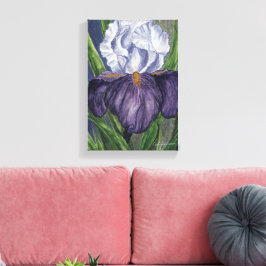 Paarse Iris Bloem Waterverf Schilderen op Canvas Afdruk