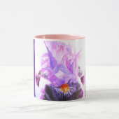 Paarse Iris Bloem Waterverf Vrouw Irissen Mok (Midden)