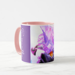 Paarse Iris Bloem Waterverf Vrouw Irissen  Mok
